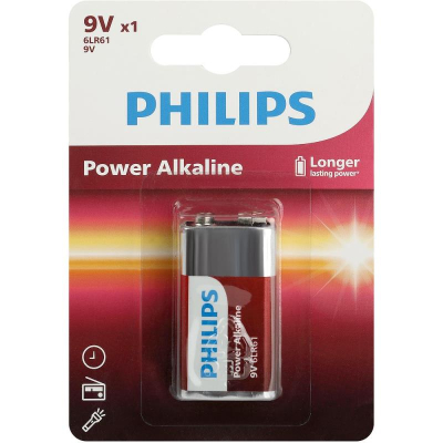 Батарейка Philips  9V 6LR61/Крона Power Alkaline в блистере