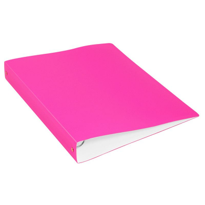 Папка с боковым прижимом и внутренним карманом 27мм Бюрократ Double Neon розовая