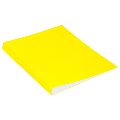 Папка с боковым прижимом и внутренним карманом 27мм Бюрократ Double Neon желтая