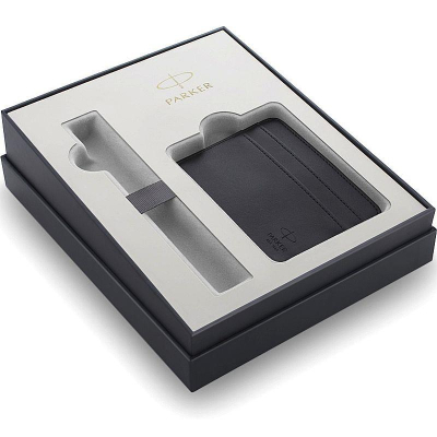 Набор Подарочная коробка с местом для ручки Parker + Чехол для карт Parker 2020 искусственная кожа