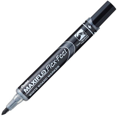 Маркер для доски Pentel 'Maxiflo' Flex-Feel с гибким наконечником  1.0-5.0мм с подкачкой чернил черный